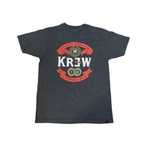 Krew‎ Skateboard Graphic Tee Grey Crewneck Short Sleeve Y2k Vintage 10 Years M